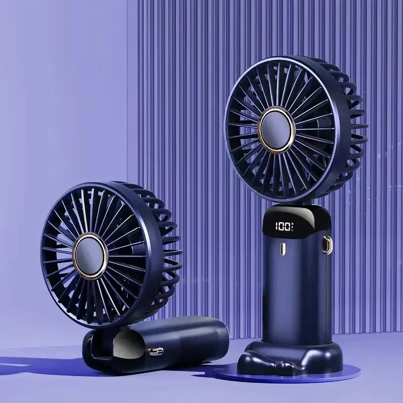 5-Speed Rechargeable Handheld Fan with LED Display & Aromatherapy