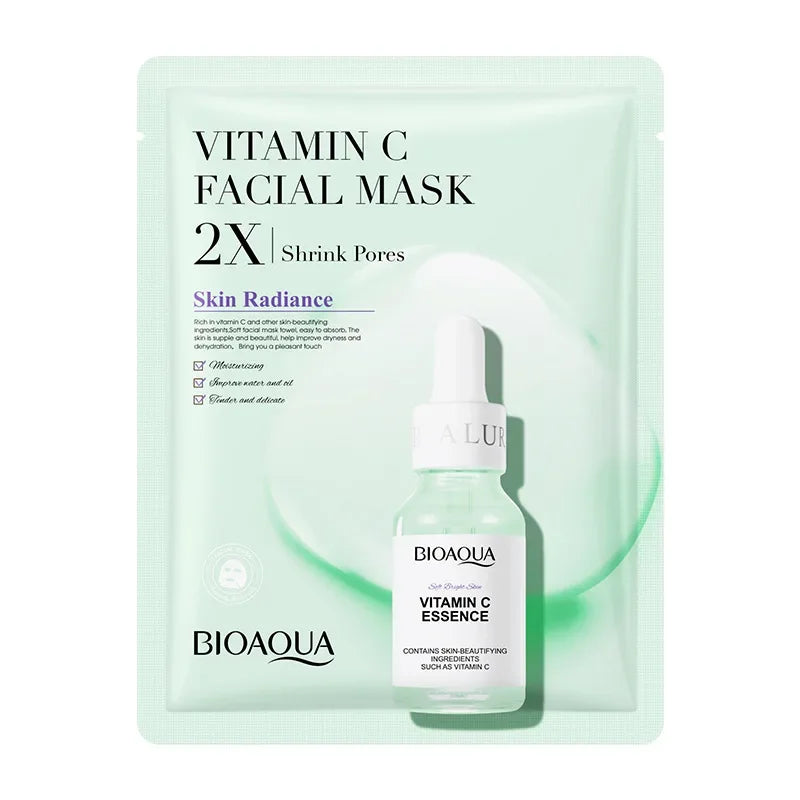 BIOAQUA 20-Piece Facial Sheet Mask Set - Vitamin C, Collagen, Hyaluronic Acid & More