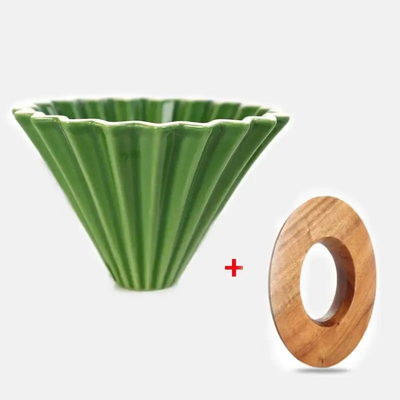 Ceramic Origami Pour-Over Coffee Dripper - Flower Shape Filter Cup