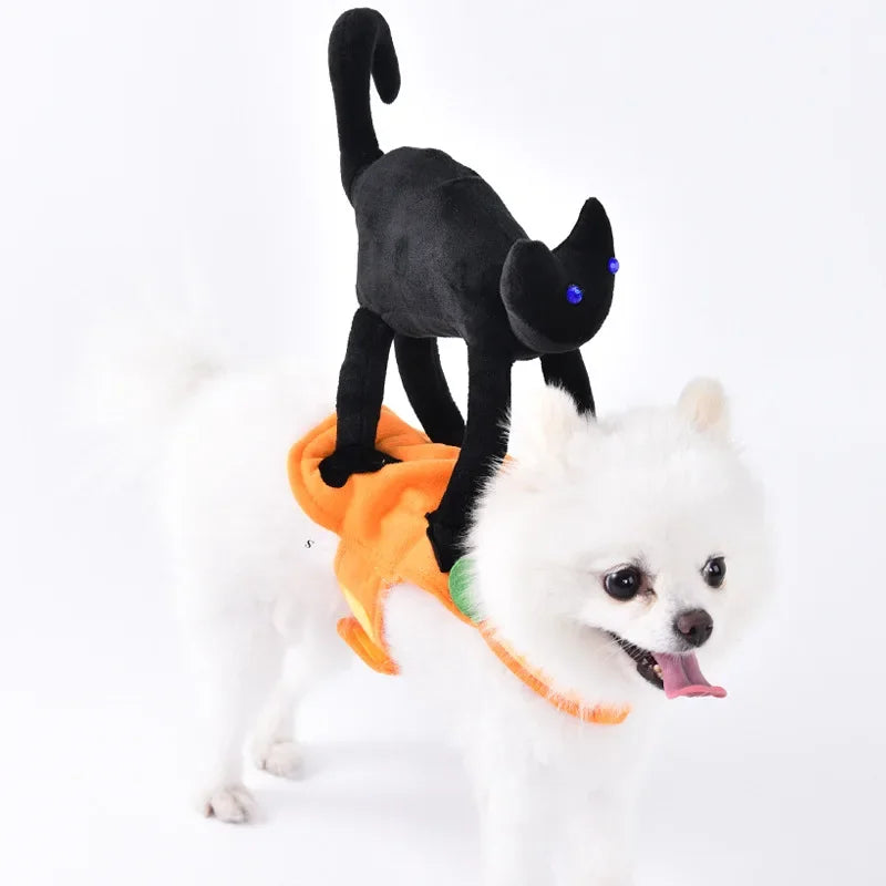 3-Piece Halloween Dog Cosplay Costume Set with Wig Hat & Prop