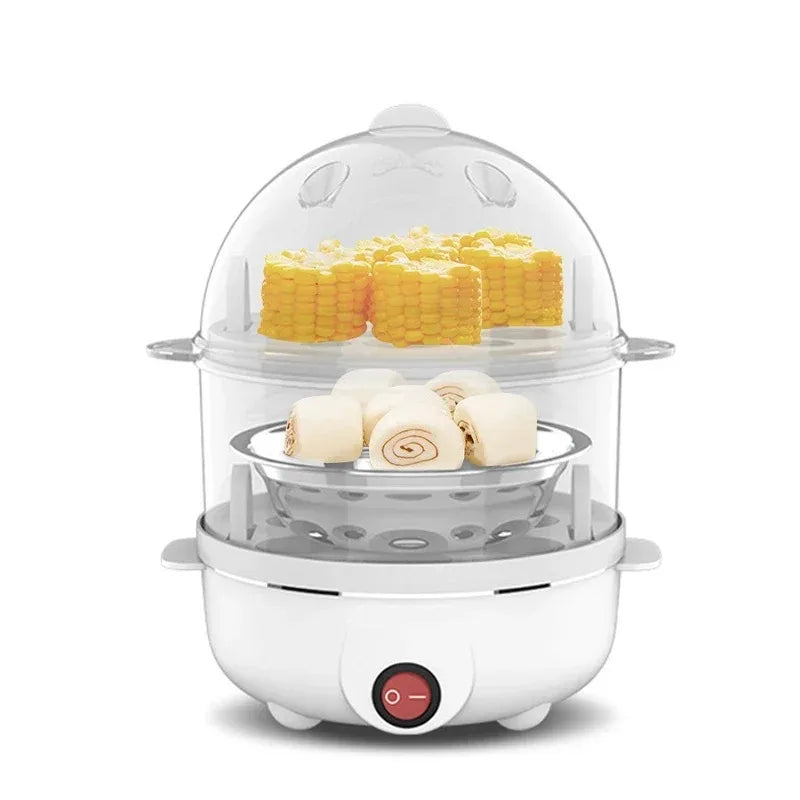 Electric Egg Cooker & Steamer | Single or Double Layer | 360° Rapid Steam | Mini Breakfast Machine