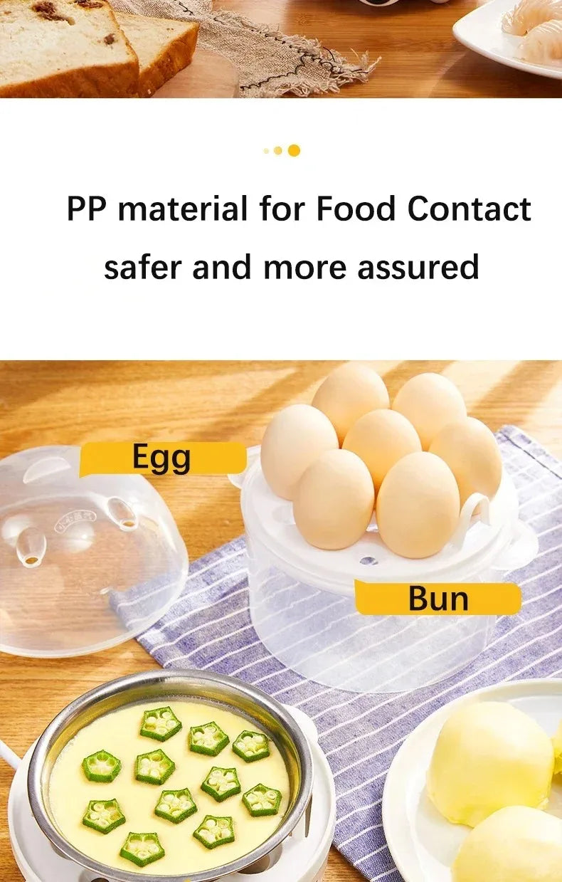 Electric Egg Cooker & Steamer | Single or Double Layer | 360° Rapid Steam | Mini Breakfast Machine