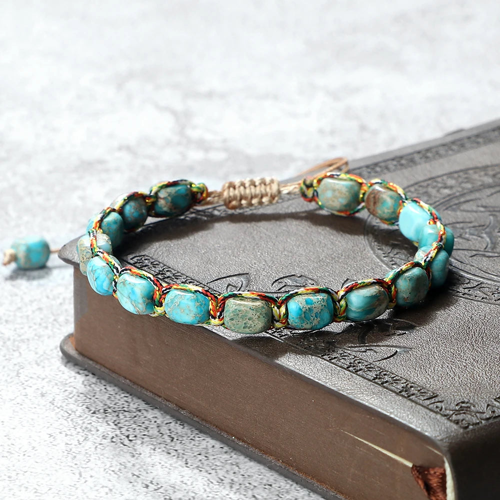 Imperial Stone Beaded Bracelet – Handmade Braided Friendship Jewelry for Women & Men