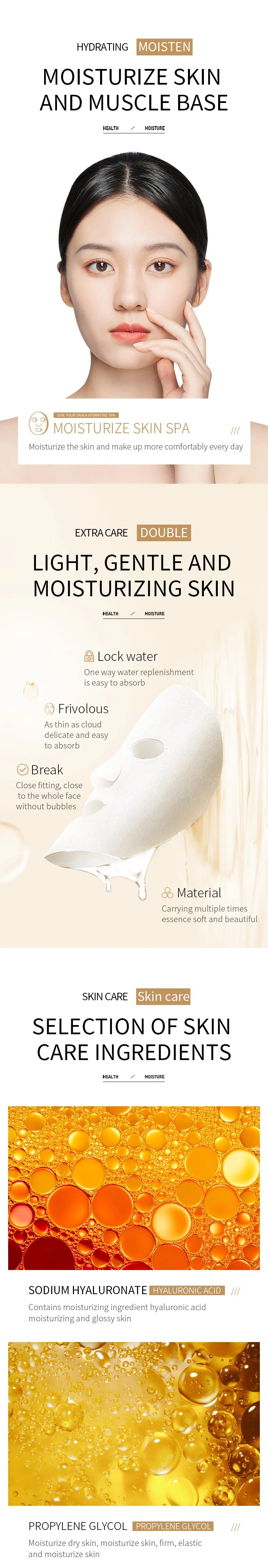 BIOAQUA 20-Piece Facial Sheet Mask Set - Vitamin C, Collagen, Hyaluronic Acid & More