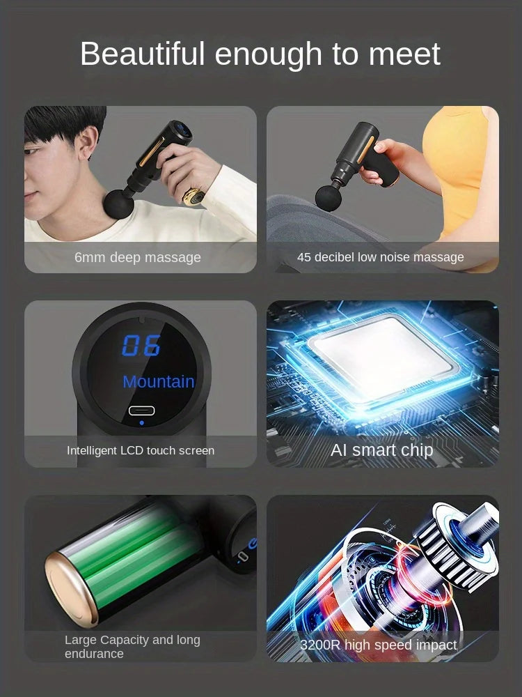 Handheld Deep Muscle Massage Gun | 6 Modes & 6 Speeds | Compact Design for Body, Back & Neck