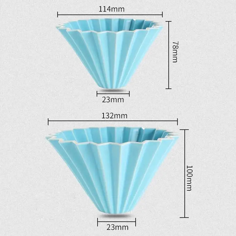 Ceramic Origami Pour-Over Coffee Dripper - Flower Shape Filter Cup