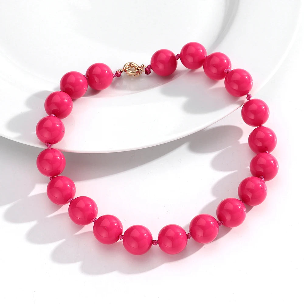 Vintage Beaded Choker Necklace – Bohemian Resin Bead Jewelry for Women