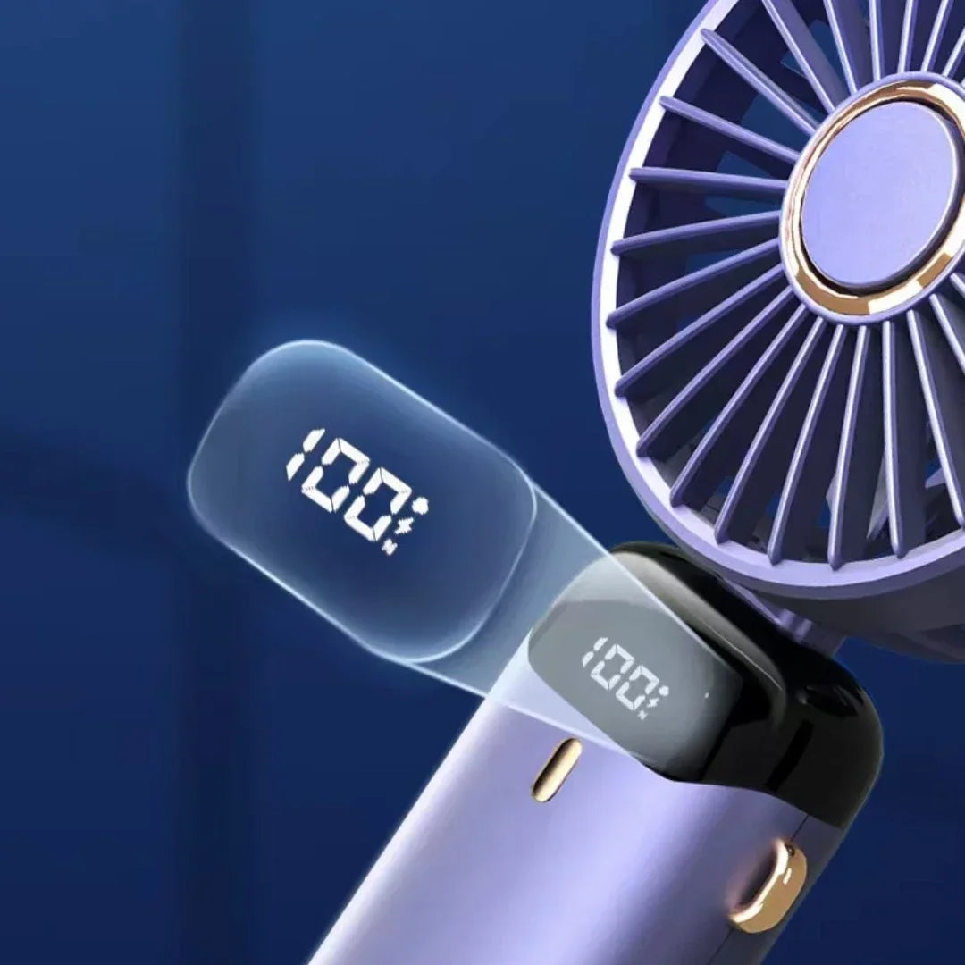 5-Speed Rechargeable Handheld Fan with LED Display & Aromatherapy