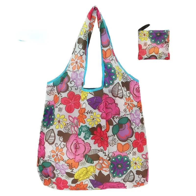 Foldable Large Shopping Storage Bags for Groceries Recyclable Grocery Tote Pouch Eco-Friendly Heavy Duty Washable Shopper Bag