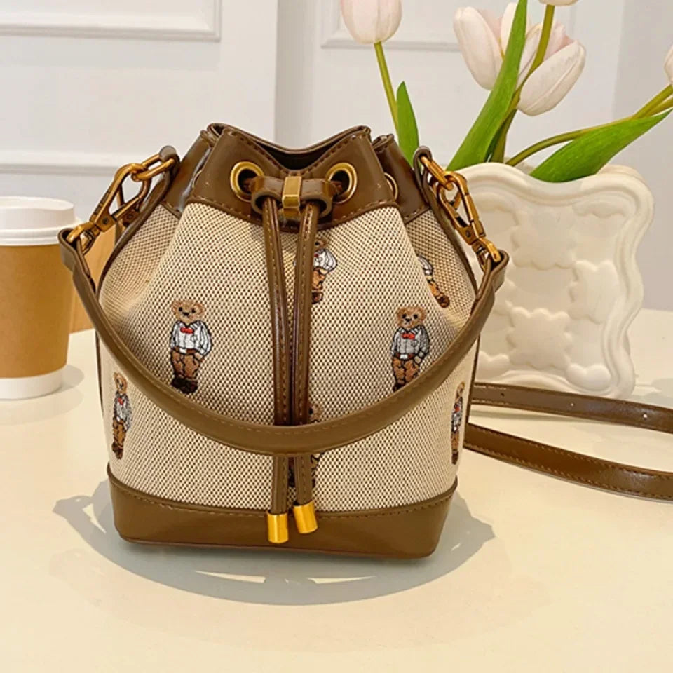 Women's Drawstring Bucket Crossbody Bag
