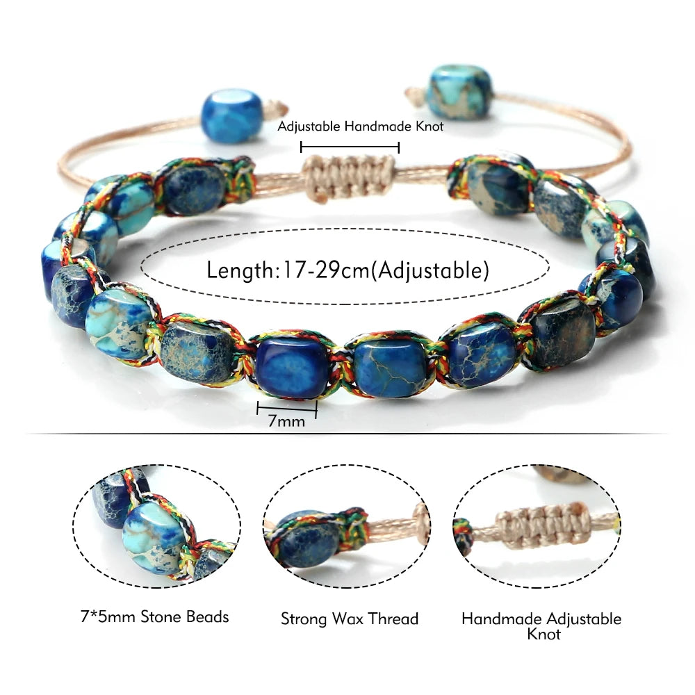 Imperial Stone Beaded Bracelet – Handmade Braided Friendship Jewelry for Women & Men
