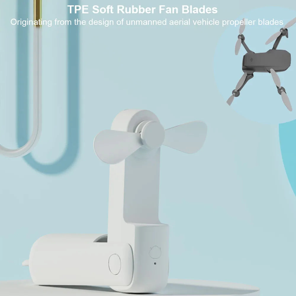 Mini Portable Rechargeable Handheld Fan with Power Bank