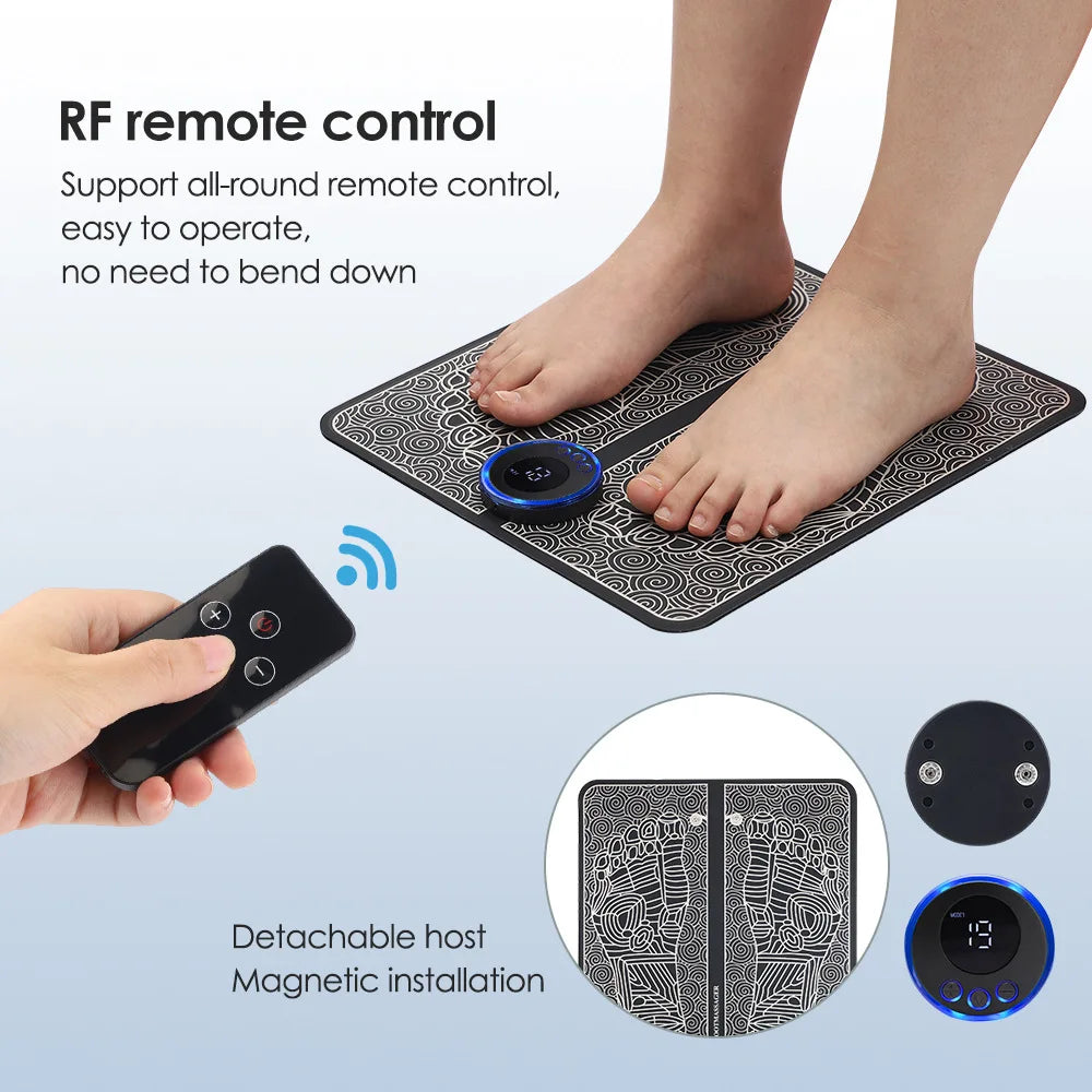 CAMMUO EMS Foot Massager Pad | 8 Modes, 19 Levels, Wireless Remote — Just 15 Min a Day