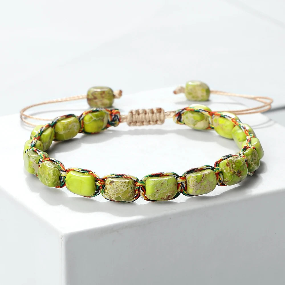 Imperial Stone Beaded Bracelet – Handmade Braided Friendship Jewelry for Women & Men