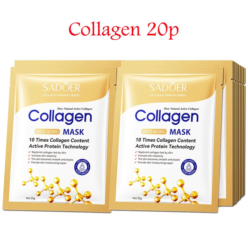 SADOER 20-Piece Snail Collagen & Hyaluronic Acid Sheet Mask Set - Korean Skincare