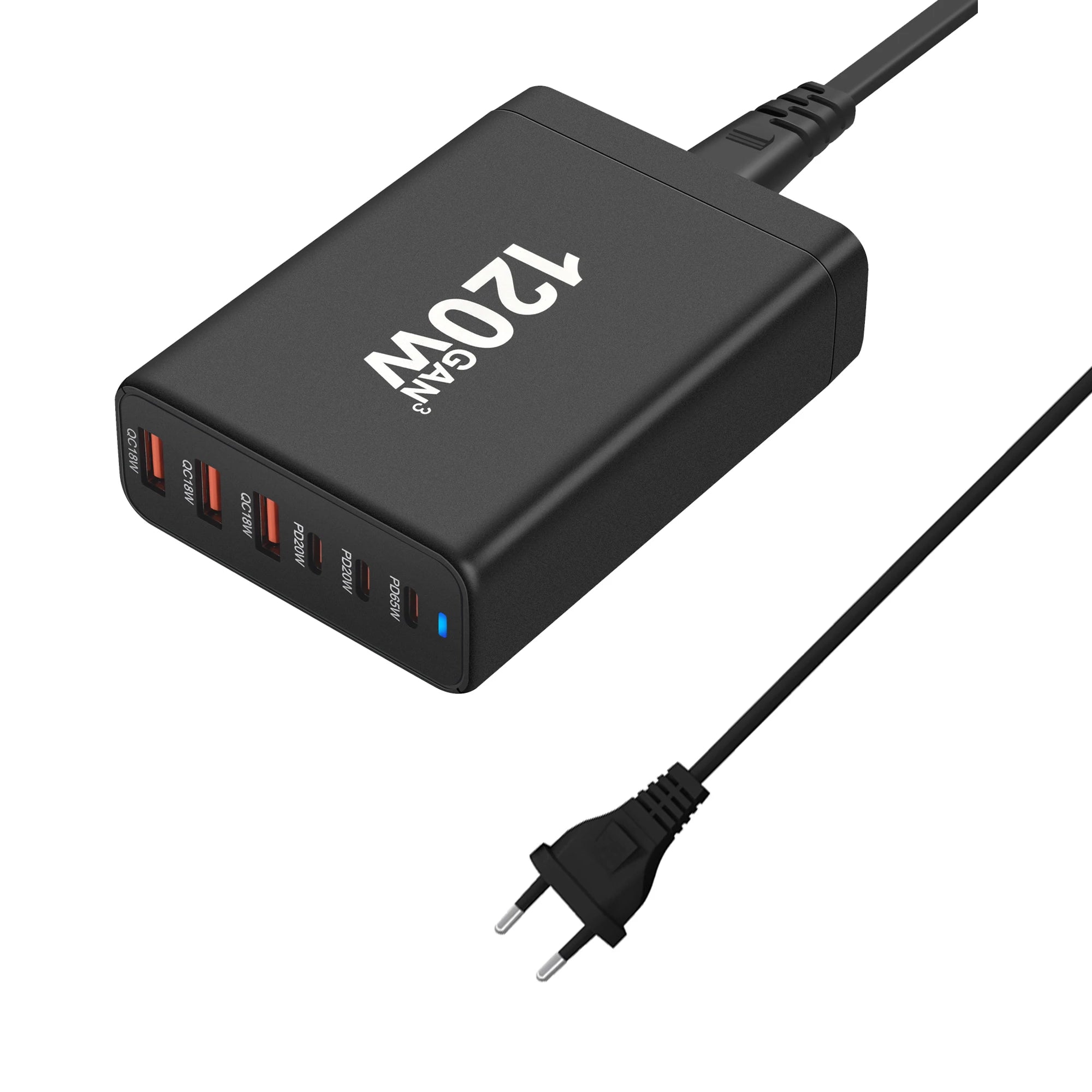 120W GaN 6-Port Charging Station — USB-C PD & USB-A Fast Charge Hub for iPhone, Samsung, Laptop & More