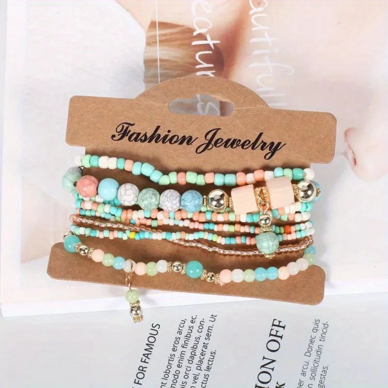 Bohemian Colorful Beaded Bracelet – Handmade Boho Bangle for Women