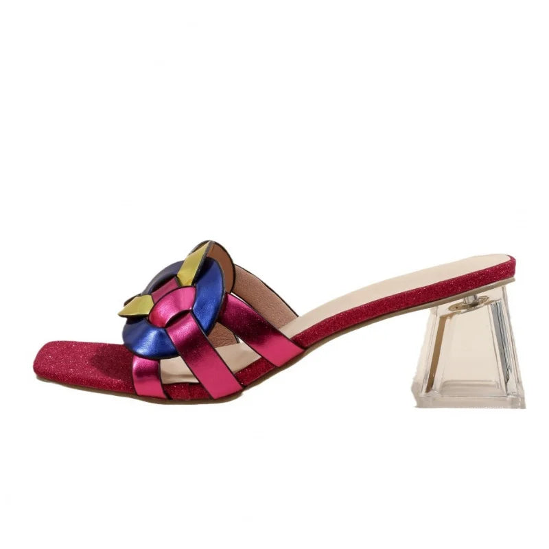 Women's Square Toe Mid-Heel Strappy Sandals