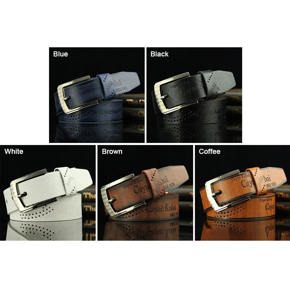 Men's Classic PU Leather Belt with Alloy Buckle