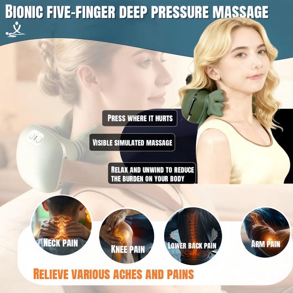 4D Shiatsu Neck & Shoulder Massager – Wireless Deep Tissue Relief with Heat
