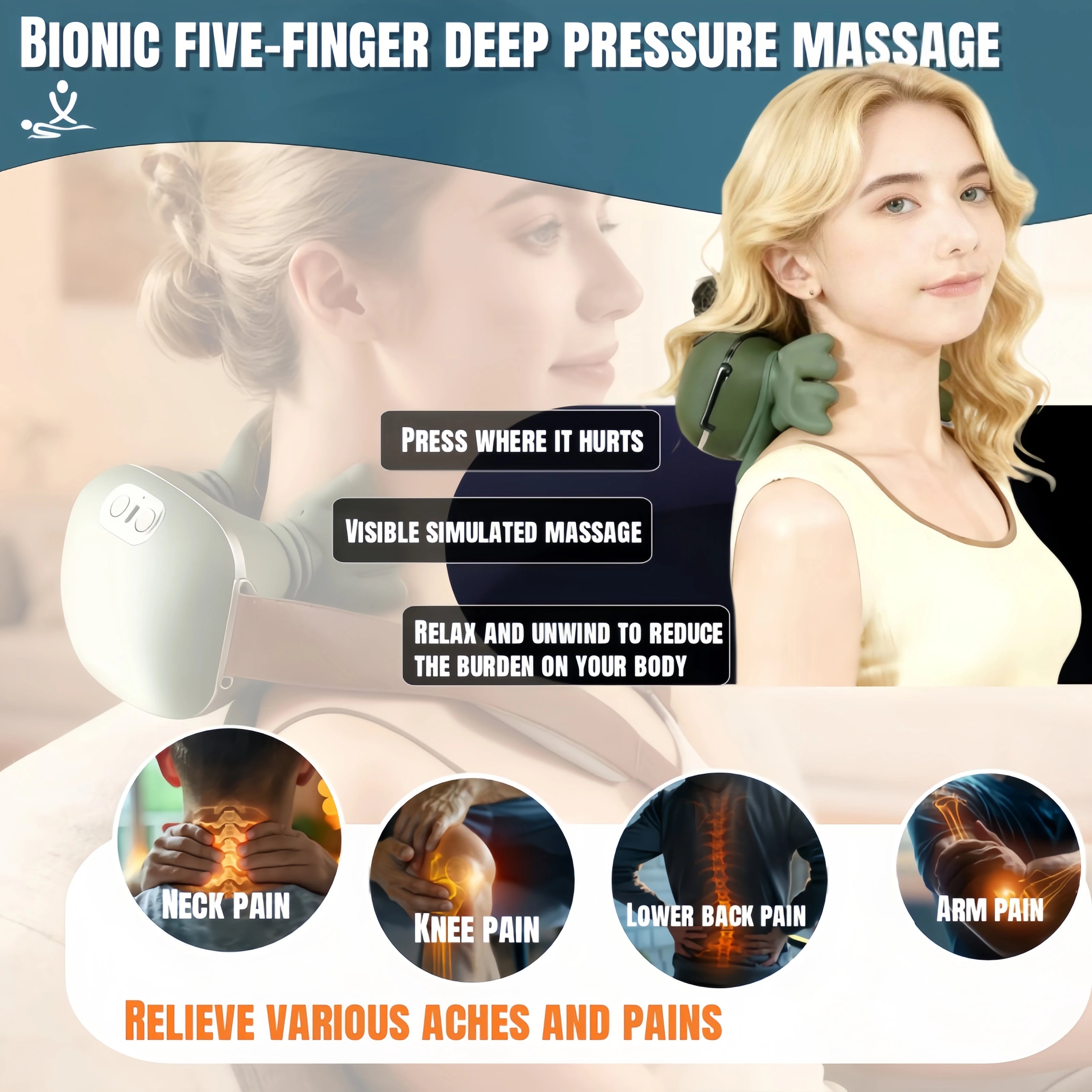 4D Shiatsu Neck & Shoulder Massager – Wireless Deep Tissue Relief with Heat
