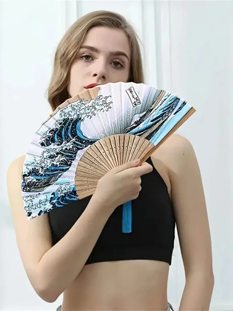 Handheld Folding Ancient Style Fan with Tassel
