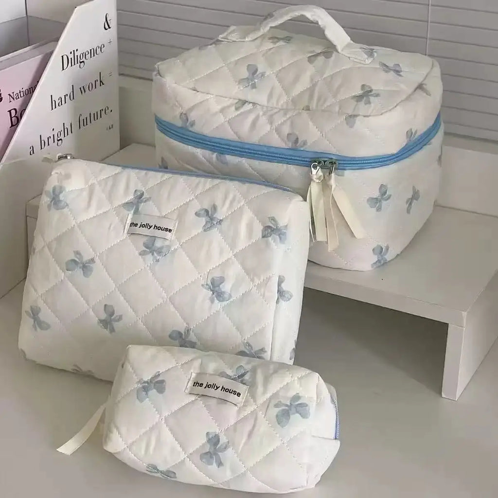Large Capacity Bow Print Makeup Bag