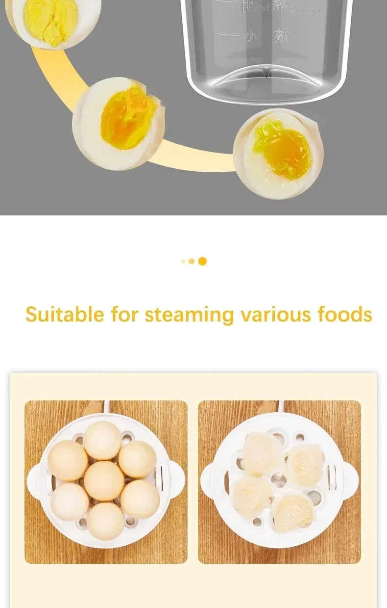 Electric Egg Cooker & Steamer | Single or Double Layer | 360° Rapid Steam | Mini Breakfast Machine