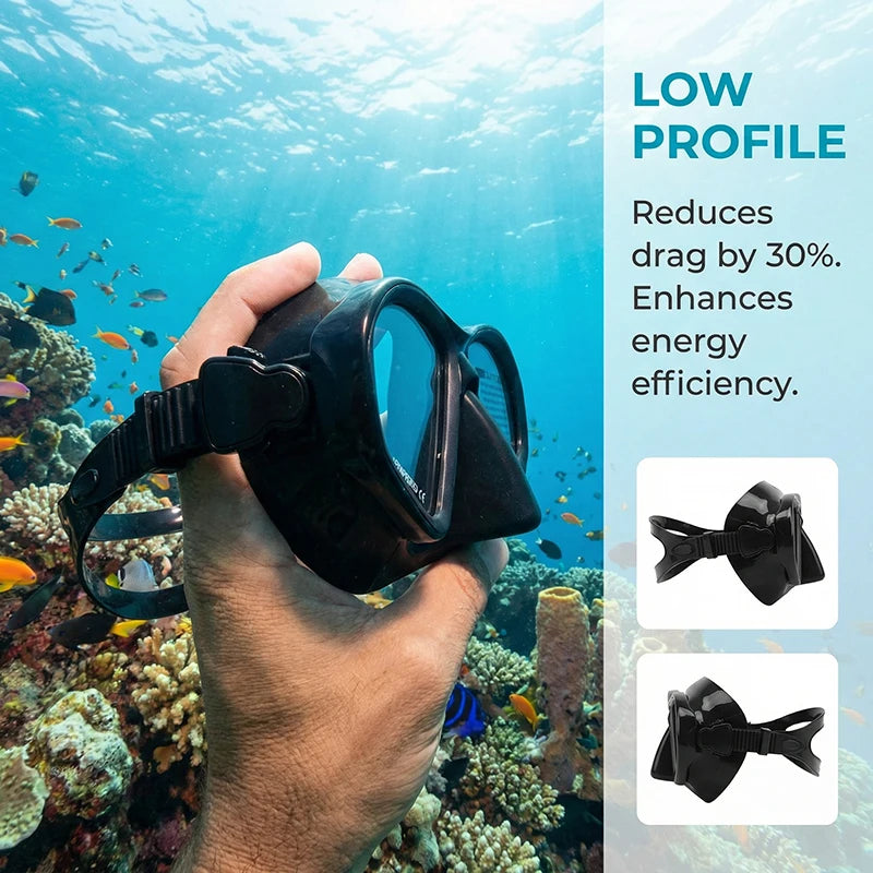 JUNHAIINS Tempered Glass Freediving Mask Snorkeling Set Foldable snorkel J-type Diving Mask with Camera Mount