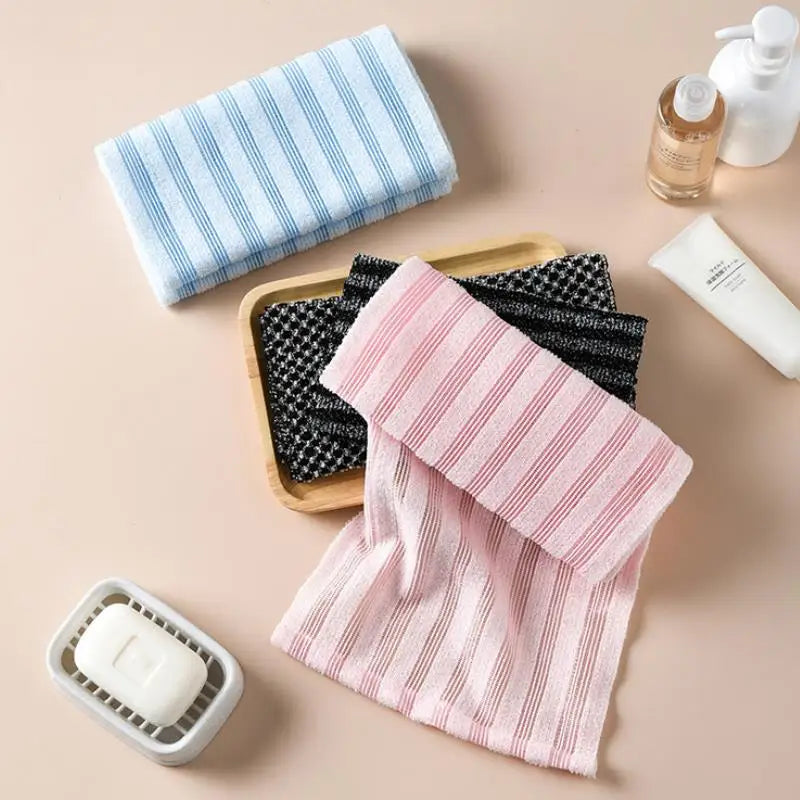 Japanese Exfoliating Bath Towel - Extra Long Back Scrubber, Two-Sided, Antibacterial