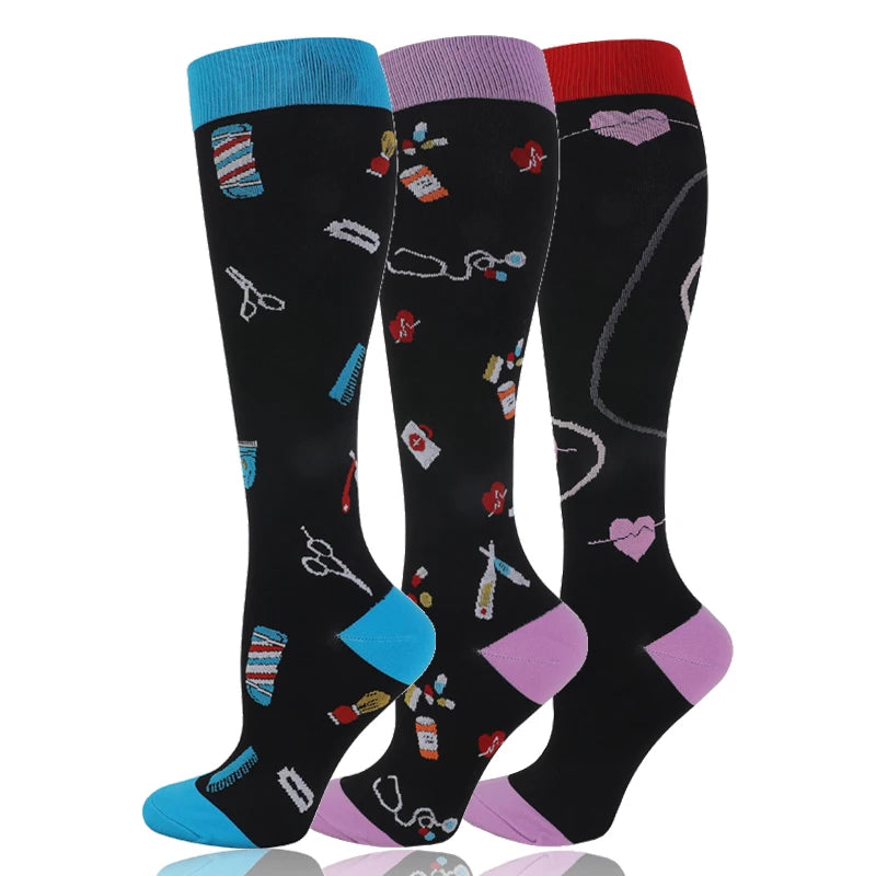3-Pack Knee High Compression Socks 30mmHg - Sports, Medical & Travel