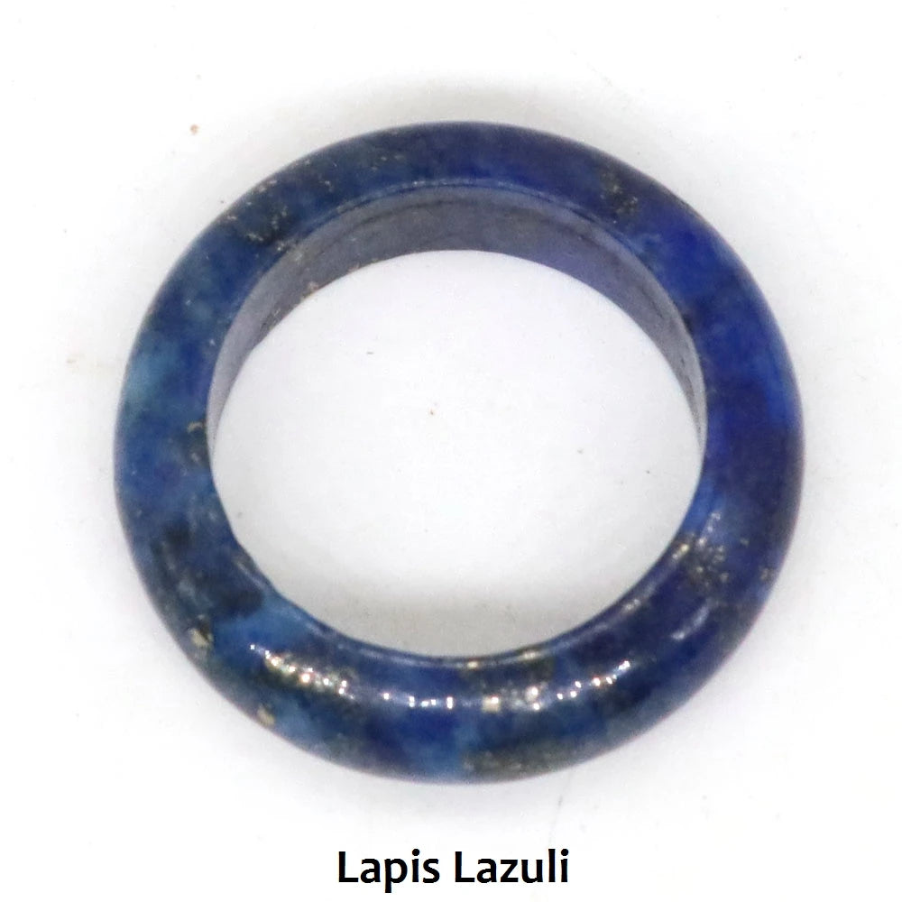 Natural Stone Crystal Band Rings for Women Men Amethyst Lapis Pink Quartz Agates Dainty Finger Ring Charm Jewelry Couple Gift