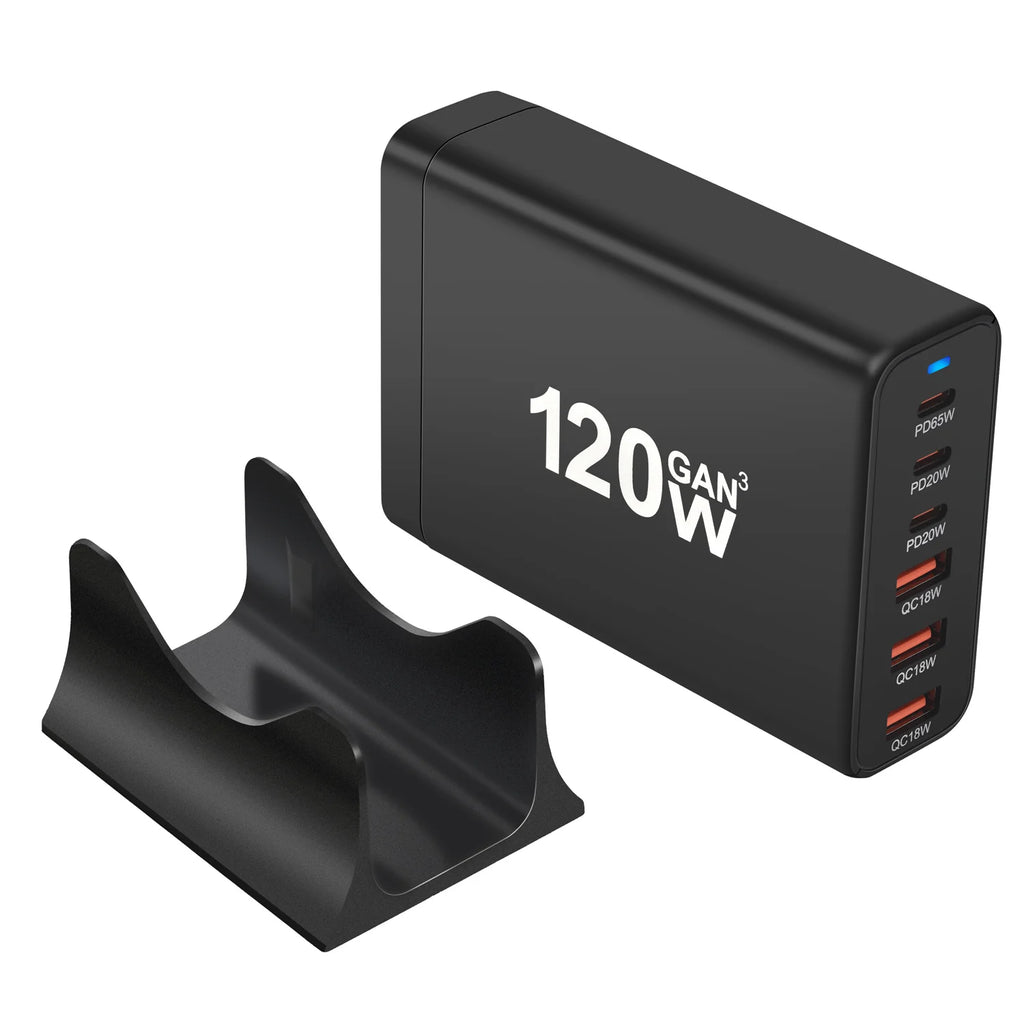 120W GaN 6-Port Charging Station — USB-C PD & USB-A Fast Charge Hub for iPhone, Samsung, Laptop & More