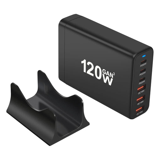 120W GaN 6-Port Charging Station — USB-C PD & USB-A Fast Charge Hub for iPhone, Samsung, Laptop & More