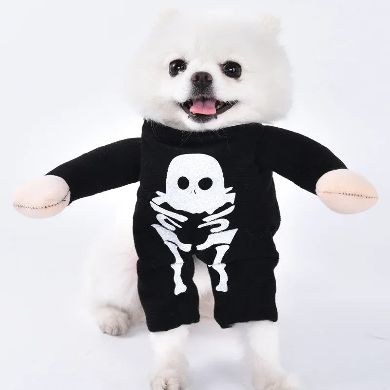 3-Piece Halloween Dog Cosplay Costume Set with Wig Hat & Prop