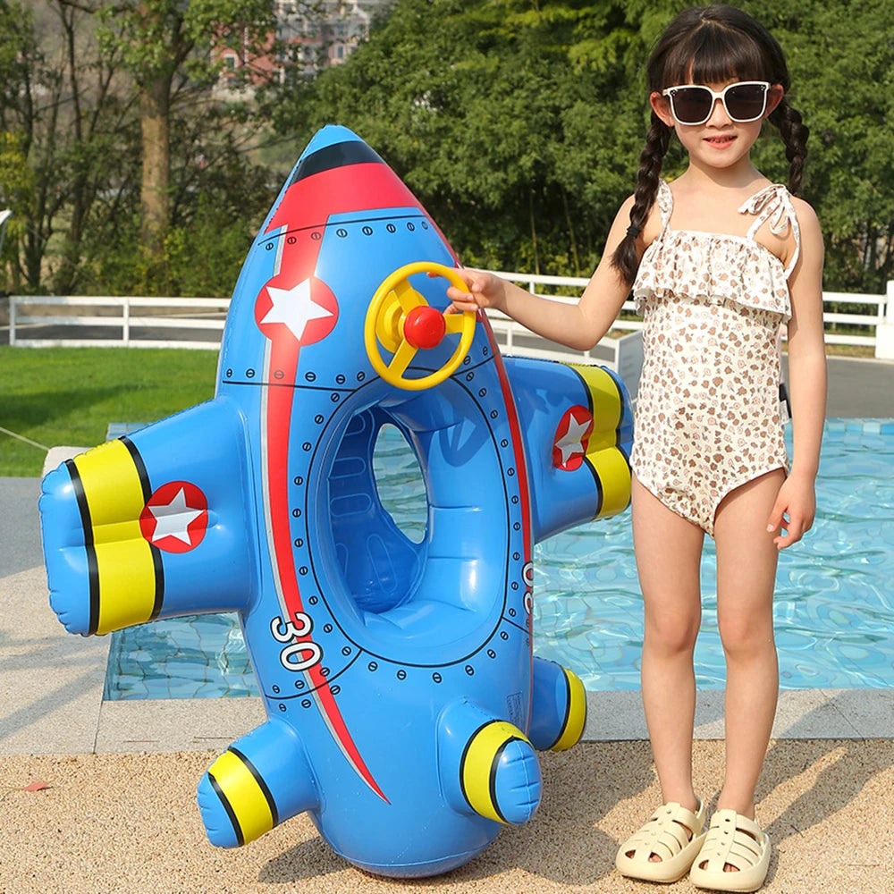 New Inflatable  Aircraft  Swimming Ring , Outdoor Water play toy with Steering wheels  Swimming Ring