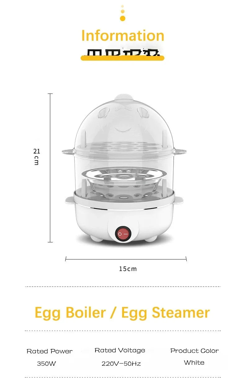 Electric Egg Cooker & Steamer | Single or Double Layer | 360° Rapid Steam | Mini Breakfast Machine