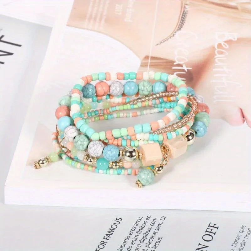 Bohemian Colorful Beaded Bracelet – Handmade Boho Bangle for Women