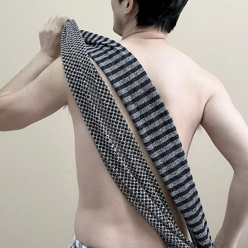Japanese Exfoliating Bath Towel - Extra Long Back Scrubber, Two-Sided, Antibacterial