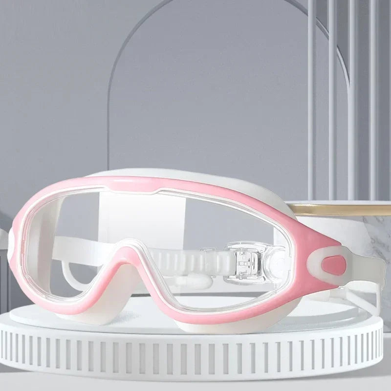 Big Frame Swimming Goggles Adults with Earplugs Swim Glasses Professional HD Anti-fog Goggles Silicone Eyewear Men Women