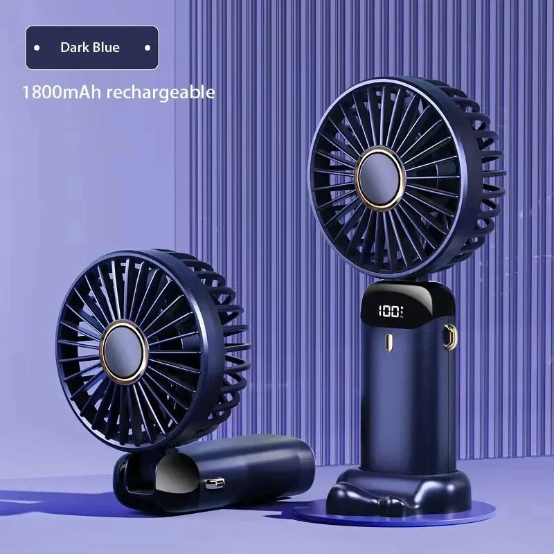3-in-1 Neck Hanging & Handheld Fan with LED Display & Phone Stand