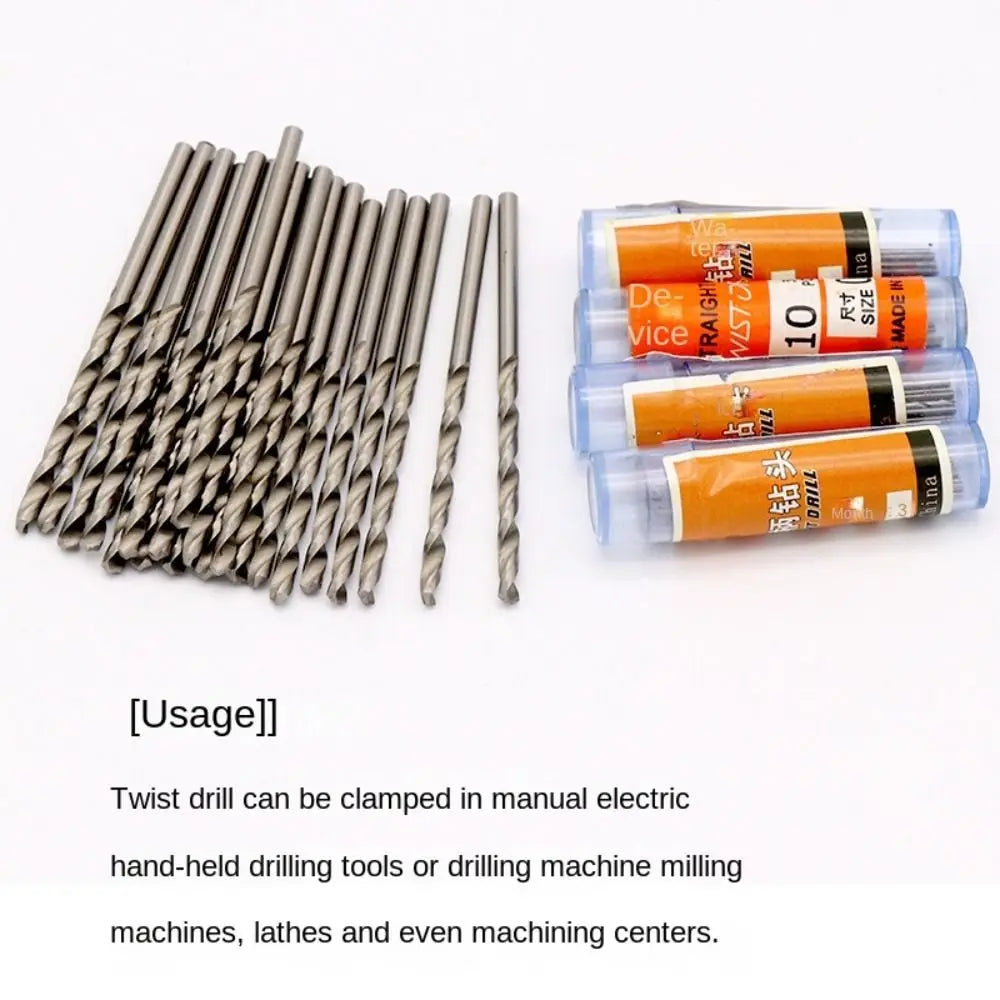 10pcs 0.5-3.0mm HSS Twist Drill Bit Set For Dremel Rotary Tool Straight Shank Mini Drill Bit Set High Speed Steel Hole Cutter