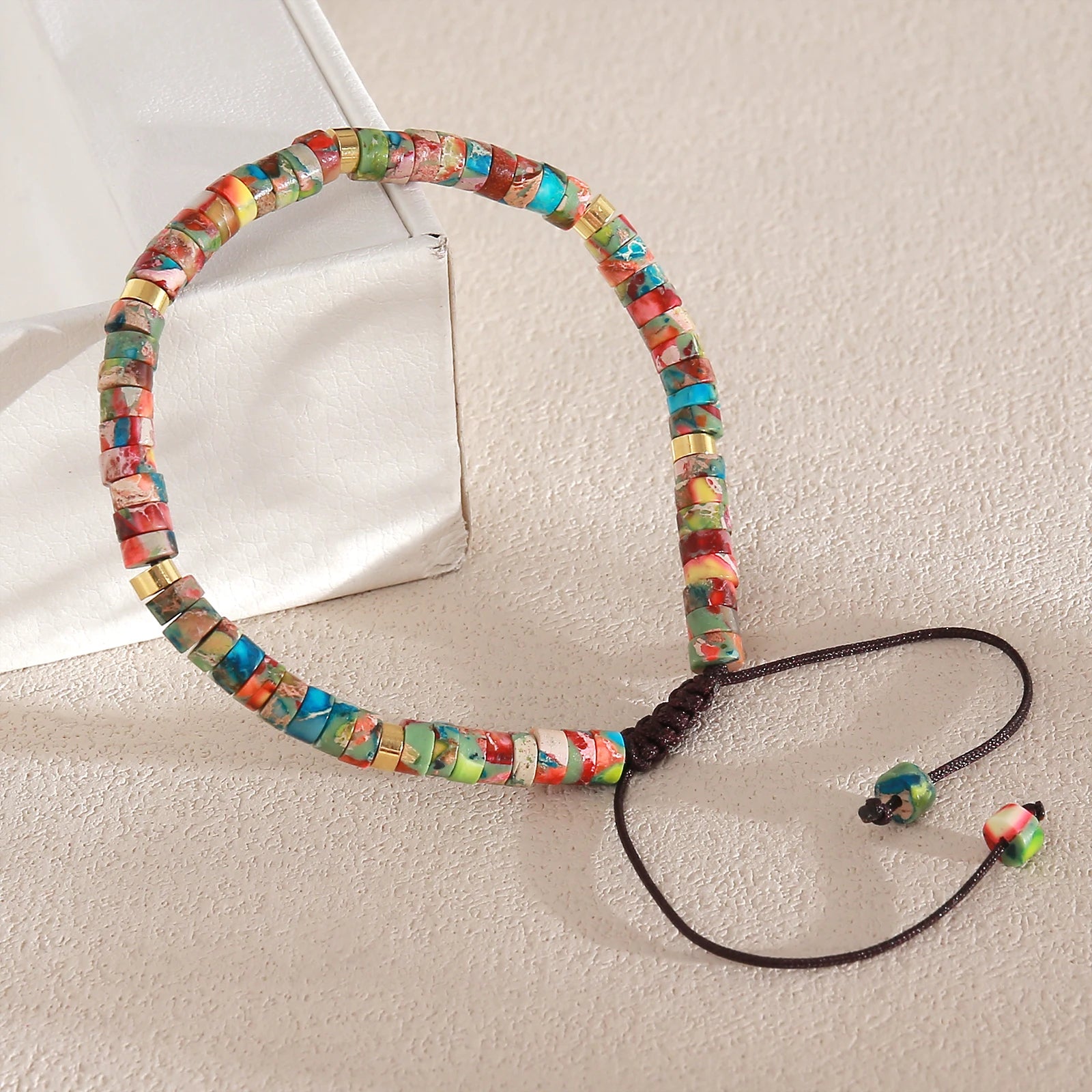 Natural Stone Beaded Bracelet – Adjustable Bohemian Woven Bracelet for Women & Men