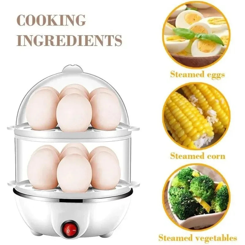 Electric Egg Cooker & Steamer | Single or Double Layer | 360° Rapid Steam | Mini Breakfast Machine