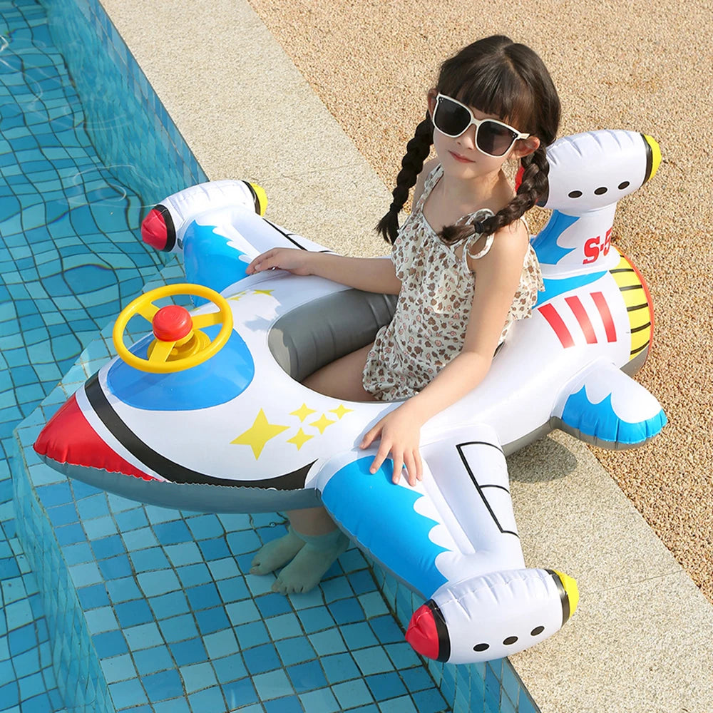 New Inflatable  Aircraft  Swimming Ring , Outdoor Water play toy with Steering wheels  Swimming Ring