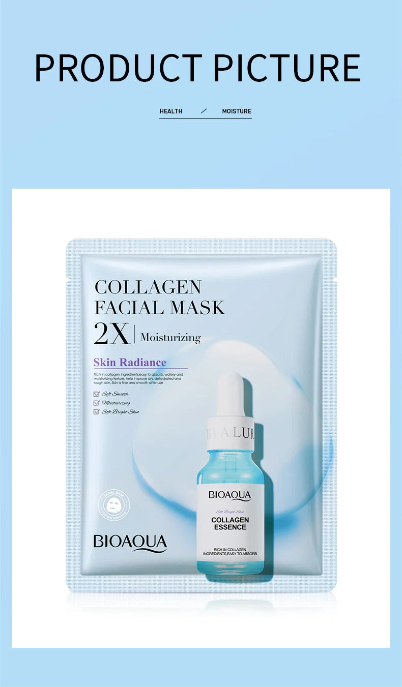 BIOAQUA 20-Piece Facial Sheet Mask Set - Vitamin C, Collagen, Hyaluronic Acid & More