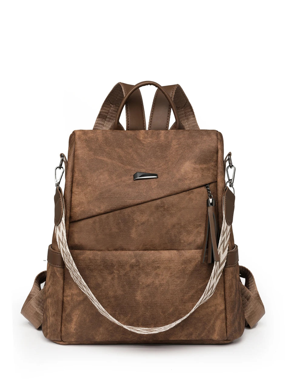 Women's PU Leather Backpack - Large Capacity Fashion Daypack with Tassel