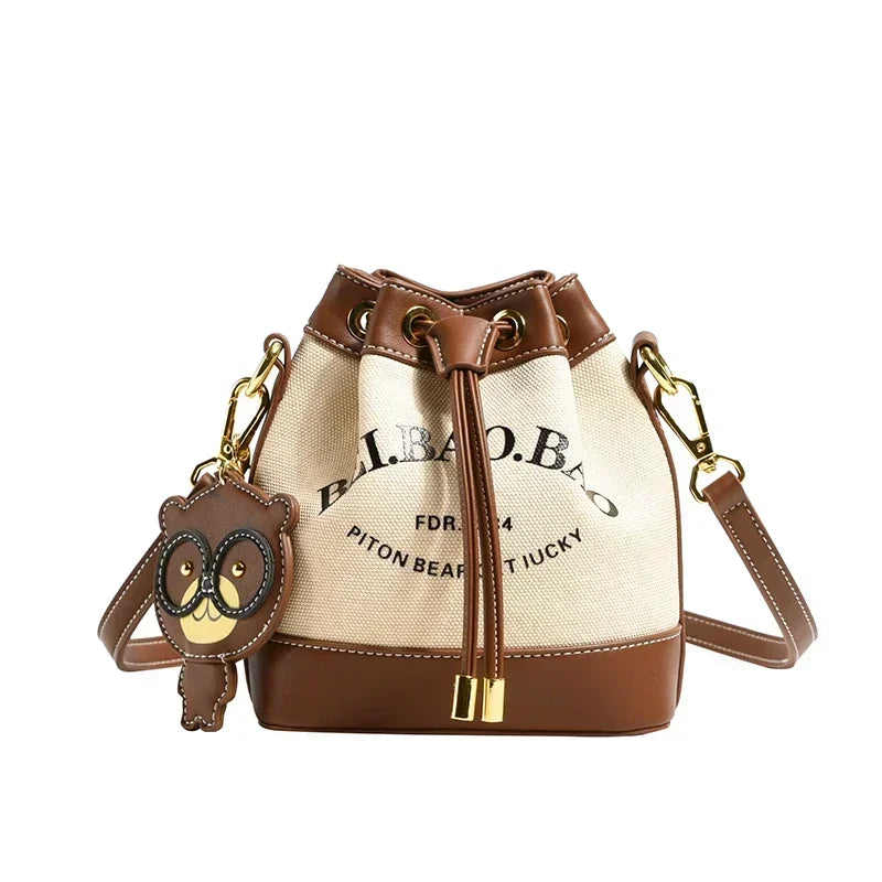 Women's Drawstring Bucket Crossbody Bag