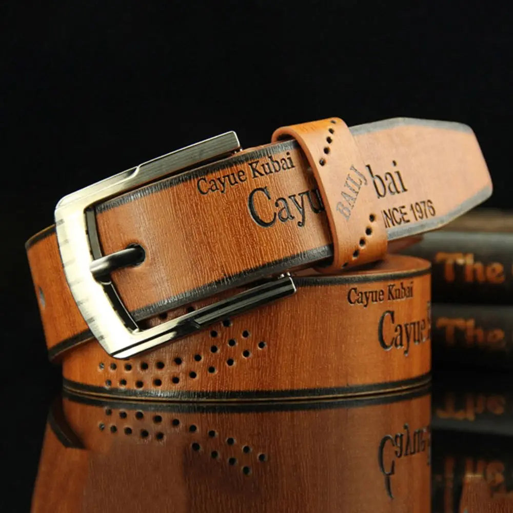 Men's Classic PU Leather Belt with Alloy Buckle