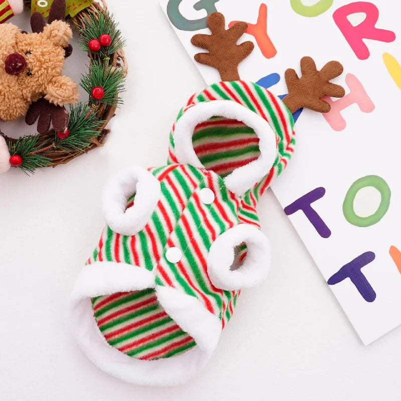 Christmas Deer Striped Coat for Dogs & Cats